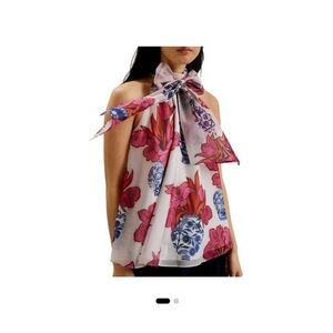Ted Baker Pink and Blue Floral Halter Blouse
